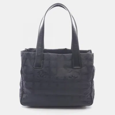 Pre-owned Chanel New Travel Line Pm Tote Bag A20457 Leather Nylon Canvas Black Used Ghw