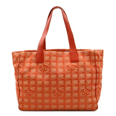 Pre-owned Chanel New Travel Line Red Color Jacquard Leather Shoulder Bag Tote Bag ()