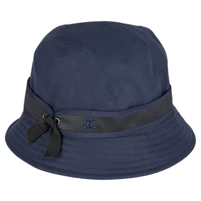 Pre-owned Chanel Nib Bue Bucket Hat 7 1.8 In Black