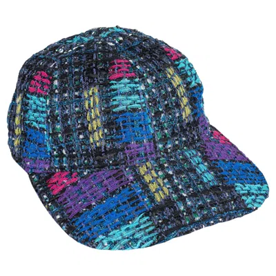 Pre-owned Chanel Nib Tweed Baseball Hat Medium In Purple