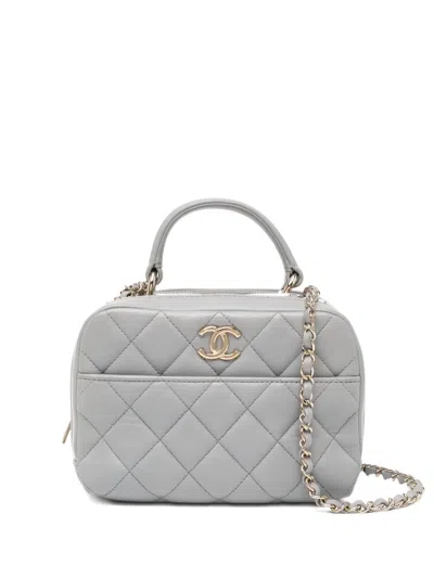 Pre-owned Chanel Nini Trendy Cc Bowler Bag In Gray