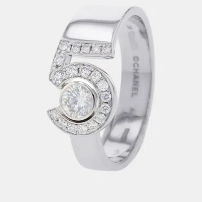 Pre-owned Chanel No.5 Diamond Ring Size 56/#16j12002 18k White Gold