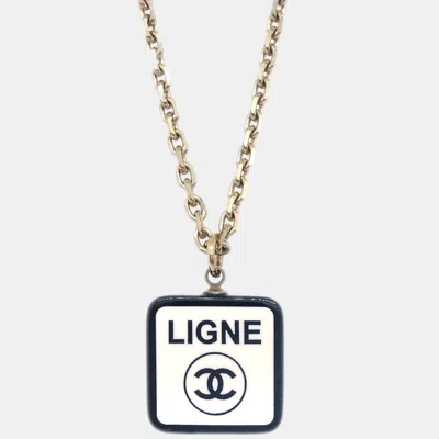 Pre-owned Chanel No5 Ligne Chain Necklace Pendant Gold White