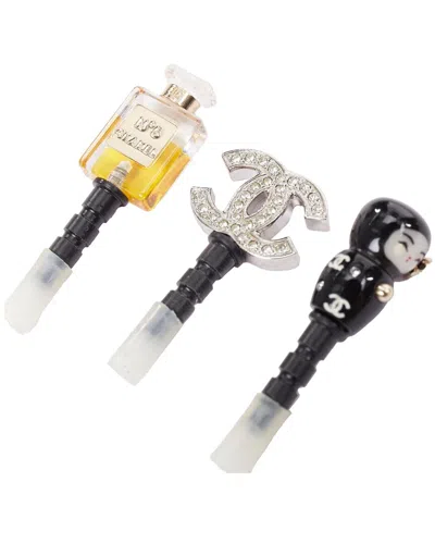 Pre-owned Chanel No.5 Perfume Pave Crystal Babushka Doll Phone Charm Plug Set Of 3  (authentic Pre-loved)