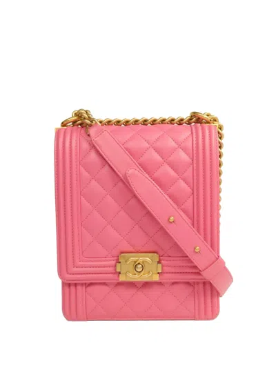 Pre-owned Chanel North South Boy Cc Turn-lock Shoulder Bag In Pink
