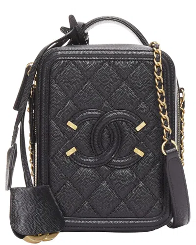 Pre-owned Chanel N/s Vanity Vertical Filigree Gold Cc Logo Small Crossbody Bag  (authentic Pre-loved)