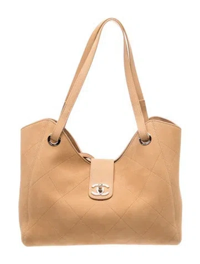 Pre-owned Chanel Nubuck Large Maxi Shopping Bag In Brown
