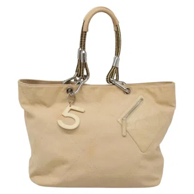 Pre-owned Chanel Numero 5 Canvas Tote Bag () In Sand