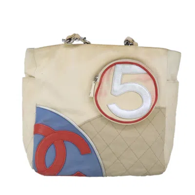Pre-owned Chanel Numero 5 White Canvas Tote Bag ()