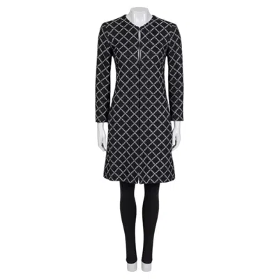 Pre-owned Chanel Nwot  Black Printed Coat Eu34/xs