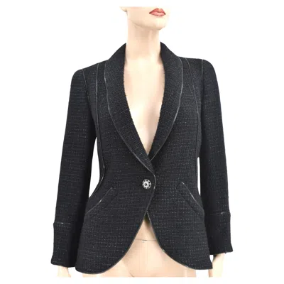 Pre-owned Chanel Nwt 08a Fall 2008 Zip Embellished Runway Jacket In Black