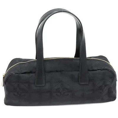 Pre-owned Chanel Nylon Calf Boston Handbag Black