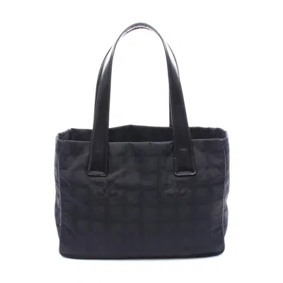 Pre-owned Chanel Nylon Canvas Leather Tote Bag In Black