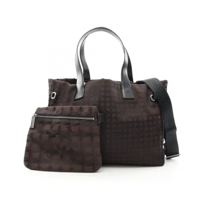 Pre-owned Chanel Nylon Canvas Leather Tote Bag () In Brown