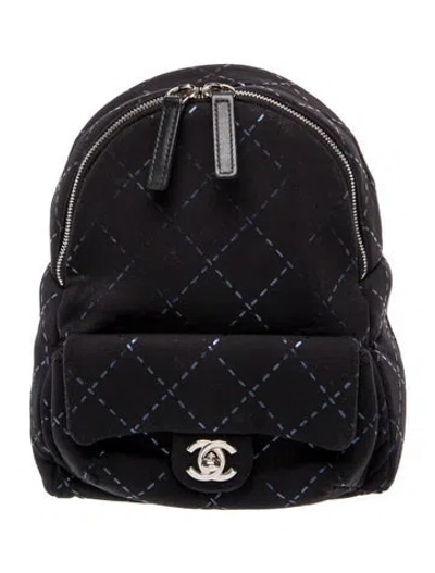 Pre-owned Chanel Nylon Cc Backpack In Black