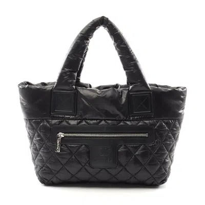 Pre-owned Chanel Nylon Coco Cocoon Small Tote Bag In Black