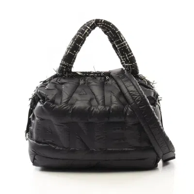 Pre-owned Chanel Nylon Fabric Leather Tote Bag () In Black