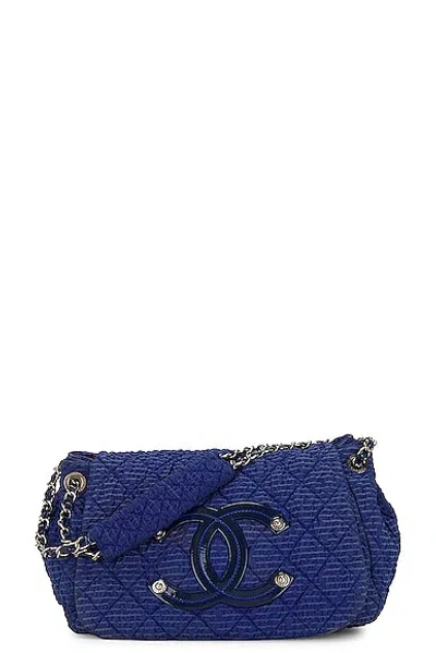 Pre-owned Chanel Quilted Nylon Flap Shoulder Bag In Blue