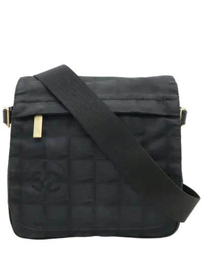 Chanel Nylon Jacquard Leather Shoulder Bag (authentic Pre-loved) In Black/black