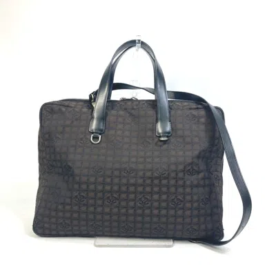 Pre-owned Chanel Nylon Leather Handbag Shoulder Bag () In Brown