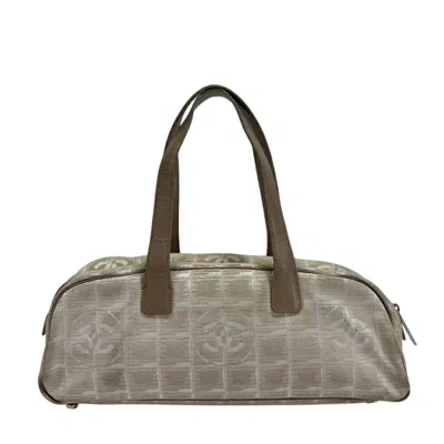 Pre-owned Chanel Nylon Leather Handbag Tote Bag () In Sand