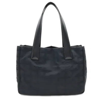 Pre-owned Chanel Nylon Leather New Travel Line Tote Bag In Black
