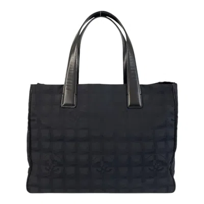 Pre-owned Chanel Nylon Leather Shoulder Bag Tote Bag () In Black