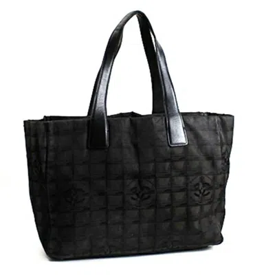 Pre-owned Chanel Nylon Leather Shoulder Bag Tote Bag () In Black