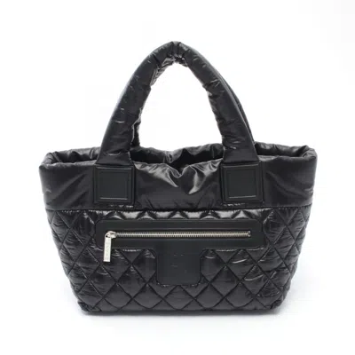 Pre-owned Chanel Nylon Leather Tote Bag () In Black
