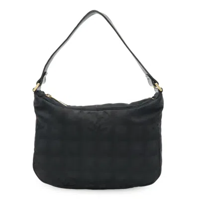 Pre-owned Chanel Nylon New Travel Line Shoulder Bag In Black