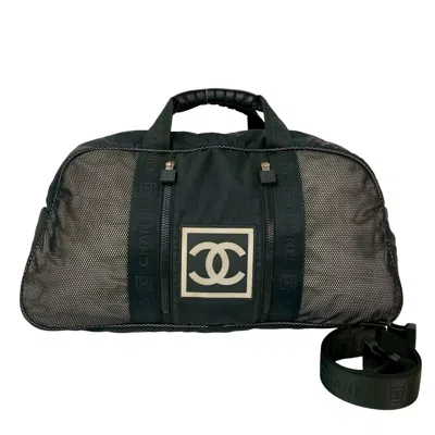 Pre-owned Chanel Nylon Rubber Boston Bag Shoulder Bag () In Black