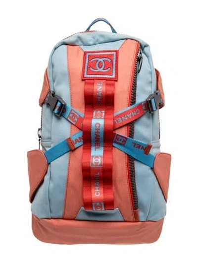 Pre-owned Chanel Nylon Sport Line Backpack In Blue