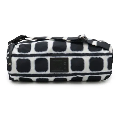 Pre-owned Chanel Nylon Sports Line Shoulder Drum Bag In White