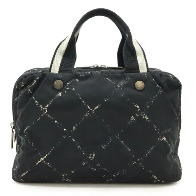 Pre-owned Chanel Nylon Travel Line Tote Bag In Black