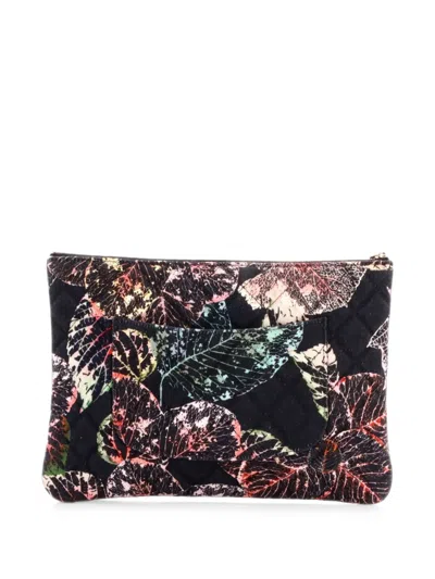 Pre-owned Chanel O Case Quilted Printed Canvas Medium Clutch Bag In Black