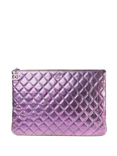 Pre-owned Chanel O-case Clutch Bag In Purple