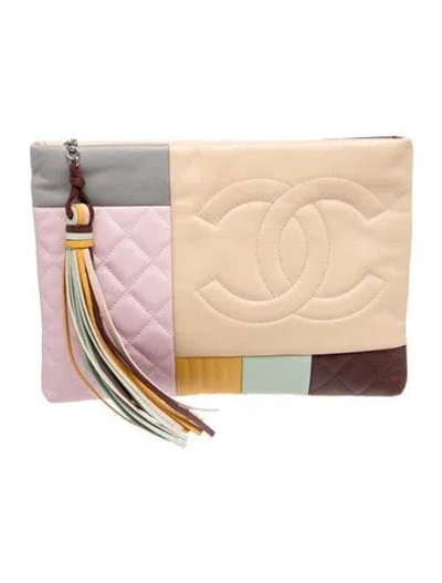 Pre-owned Chanel O-case Zip Pouch In Neutral