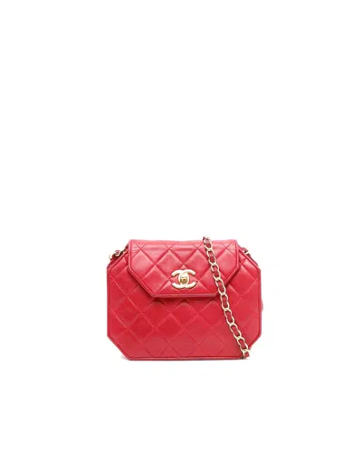 Pre-owned Chanel Octagon Flap Bag In Red