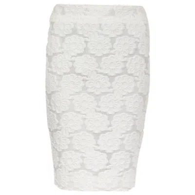 Pre-owned Chanel Off-white Cotton Camelia Jacquard Pencil Skirt 36 Xs In Gray