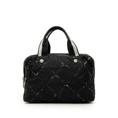 Pre-owned Chanel Old Travel Line Nylon Handbag In Black