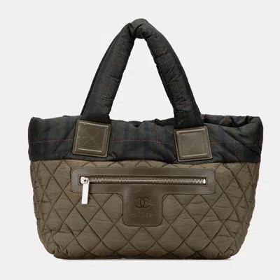 Pre-owned Chanel Green Small Quilted Nylon Coco Cocoon Tote