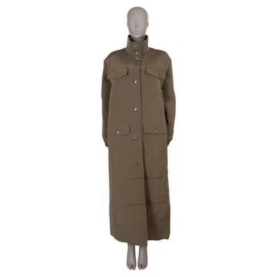 Pre-owned Chanel Olive Green Silk 21k Padded Parka Coat Jacket 42 L