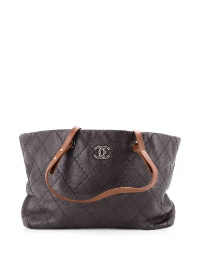 Pre-owned Chanel On The Road Quilted Leather Large Tote Bag In Brown