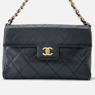 Pre-owned Chanel One Belt Black Caviar Leather