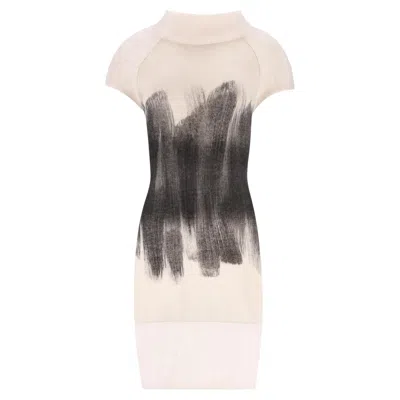 Pre-owned Chanel Open Back Angora & Cashmere Dress In Sand