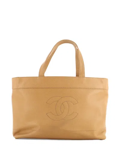 Pre-owned Chanel Open Caviar Large Tote Bag In Neutrals
