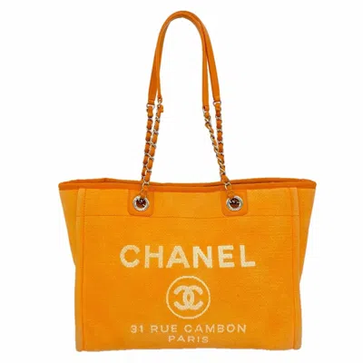 Pre-owned Chanel Orange Canvas Tote Bag ()