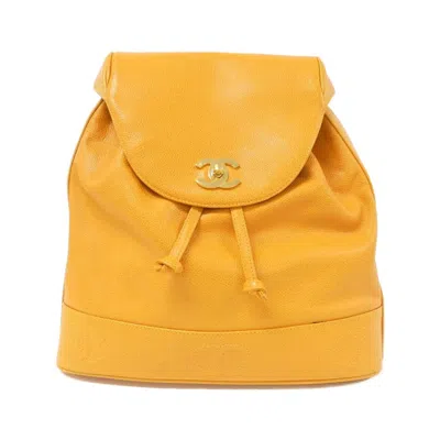Pre-owned Chanel Orange Caviar Leather Backpack ()
