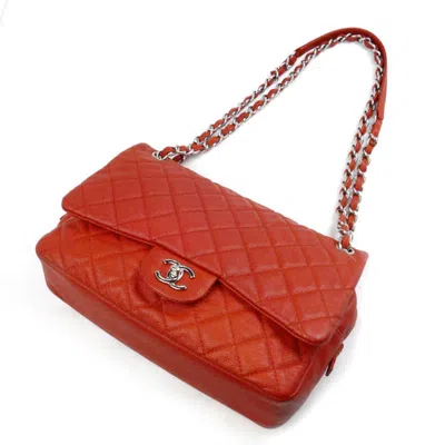 Pre-owned Chanel Orange Caviar Leather Shoulder Bag ()