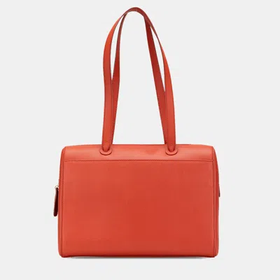 Pre-owned Chanel Orange Grained Calfskin Tote